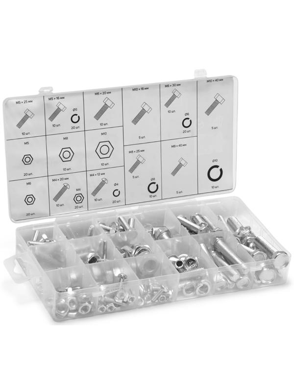 Набор болтов, винтов, гаек и гроверов ТУНДРА krep, 240 предметов
