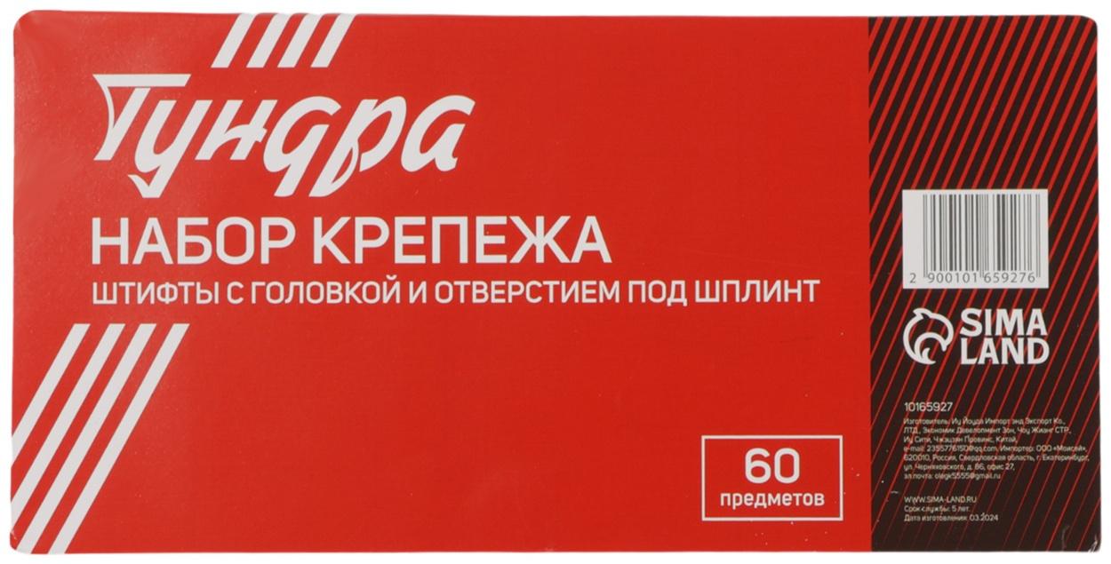 Набор штифтов с головкой и отверстим под шплинт ТУНДРА krep, 60 предметов