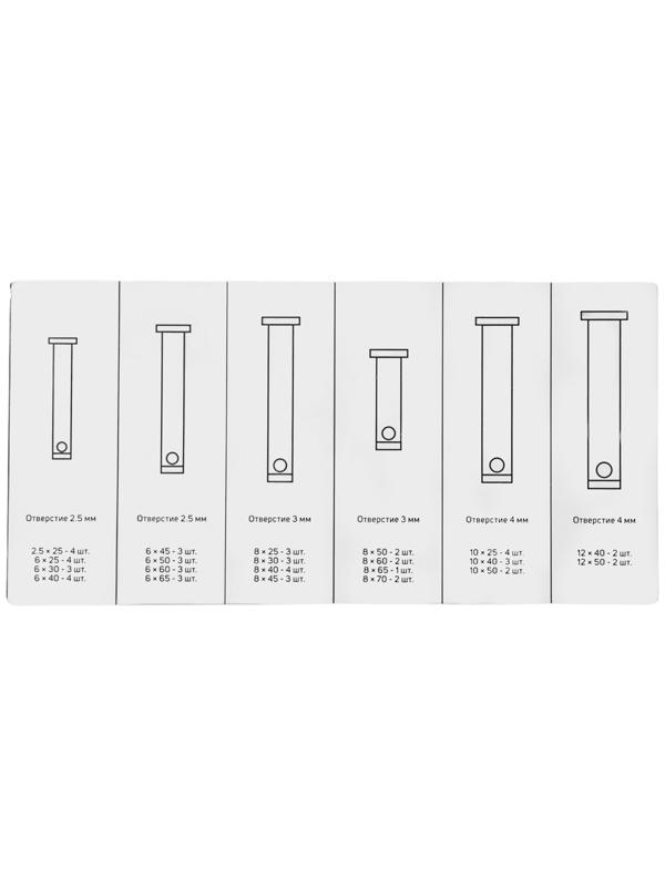 Набор штифтов с головкой и отверстим под шплинт ТУНДРА krep, 60 предметов