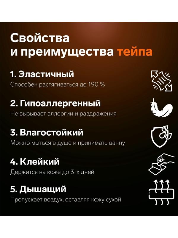 Кинезио - тейп, с перфорацией, 5 см × 5 м, цвет бежевый