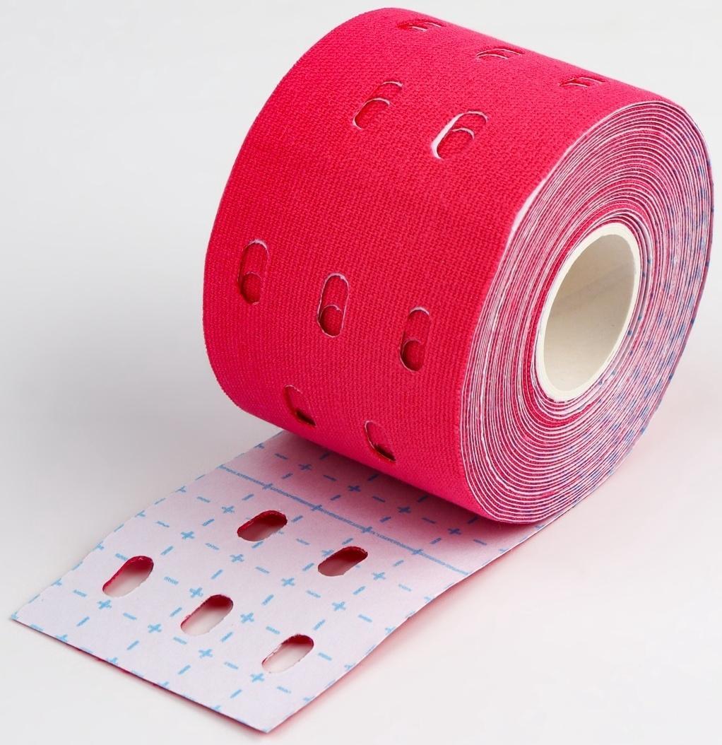 Кинезио - тейп, с перфорацией, 5 см × 5 м, цвет розовый