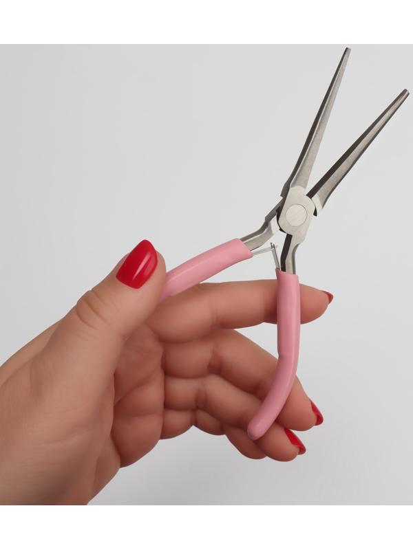 Тонкогубцы для моделирования ногтей, 15 см, розовые
