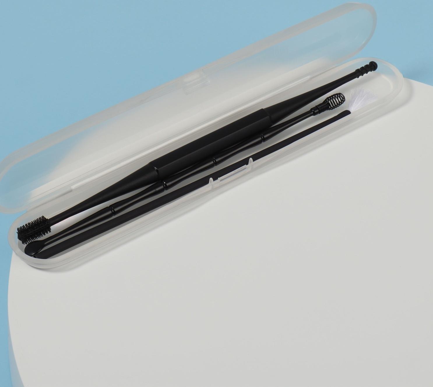 Набор для чистки ушей, 3 предмета, 15,3 × 2,4 × 1,1 см, в пластиковом футляре, цвет чёрный