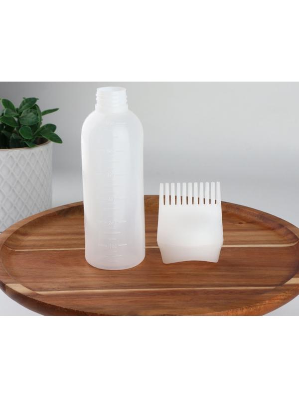 Бутылочка для окрашивания, с дозатором, 17 × 4,5 см, цвет белый