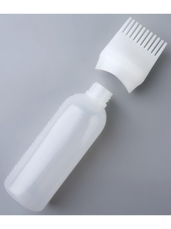 Бутылочка для окрашивания, с дозатором, 17 × 4,5 см, цвет белый