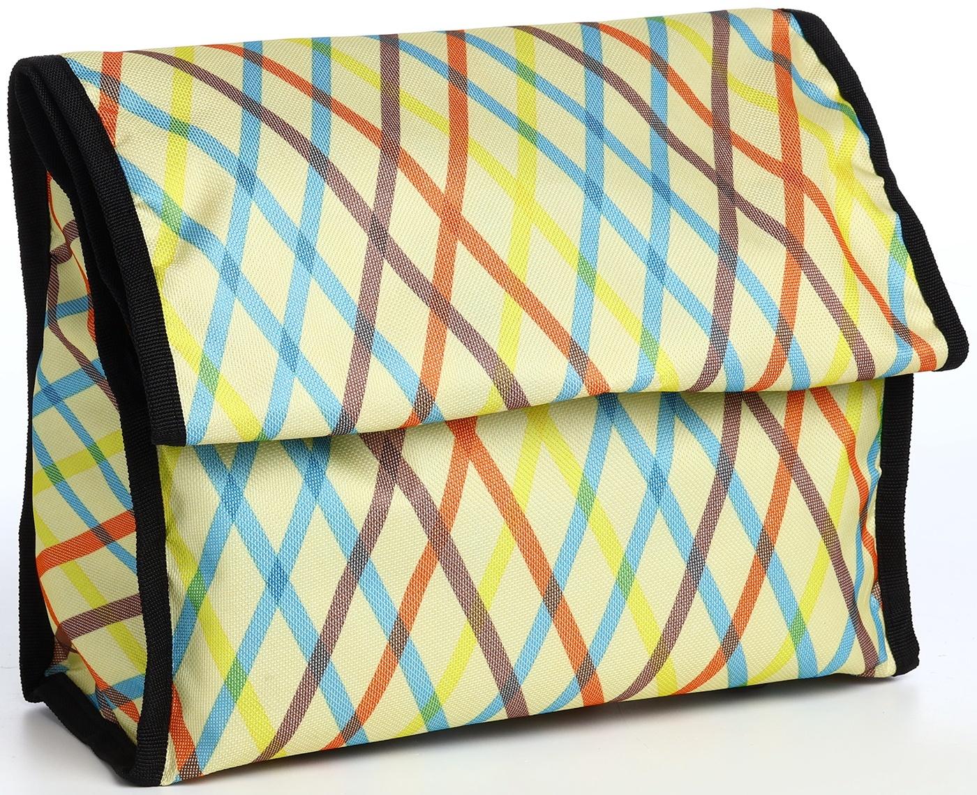 Сумка хозяйственная складная на липучке, 2 колеса, наружный карман, цвет разноцветный