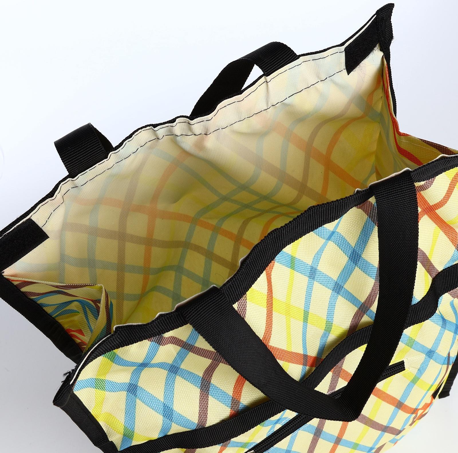 Сумка хозяйственная складная на липучке, 2 колеса, наружный карман, цвет разноцветный