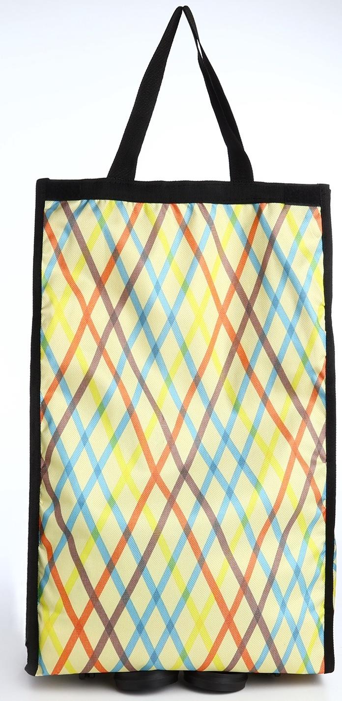 Сумка хозяйственная складная на липучке, 2 колеса, наружный карман, цвет разноцветный