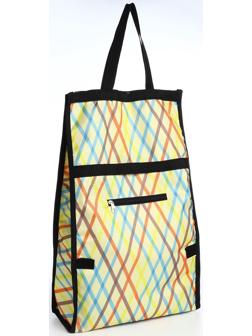 Сумка хозяйственная складная на липучке, 2 колеса, наружный карман, цвет разноцветный