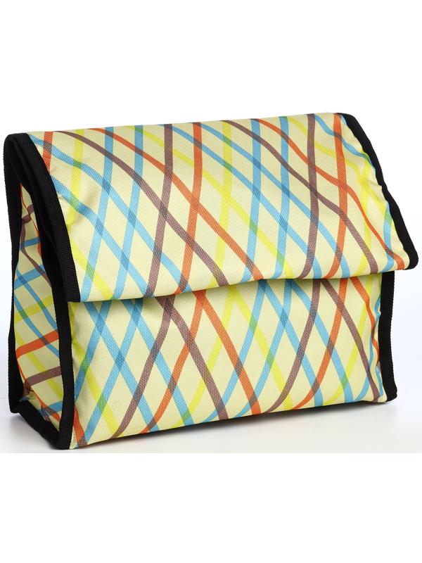 Сумка хозяйственная складная на липучке, 2 колеса, наружный карман, цвет разноцветный