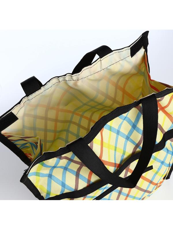 Сумка хозяйственная складная на липучке, 2 колеса, наружный карман, цвет разноцветный