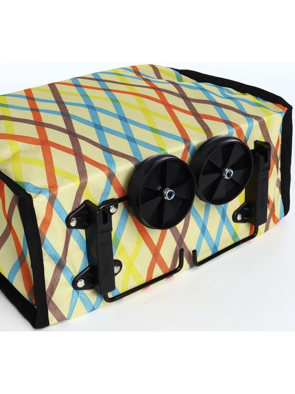 Сумка хозяйственная складная на липучке, 2 колеса, наружный карман, цвет разноцветный