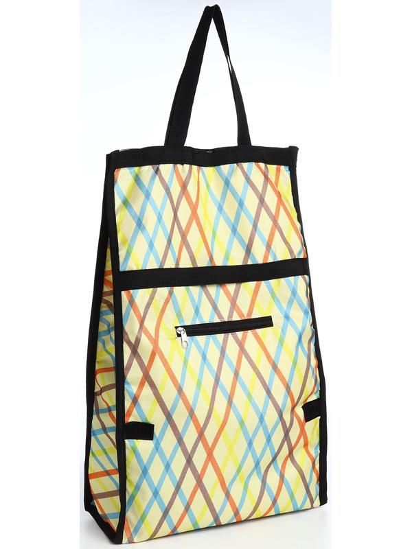 Сумка хозяйственная складная на липучке, 2 колеса, наружный карман, цвет разноцветный