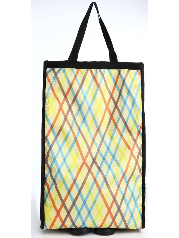 Сумка хозяйственная складная на липучке, 2 колеса, наружный карман, цвет разноцветный