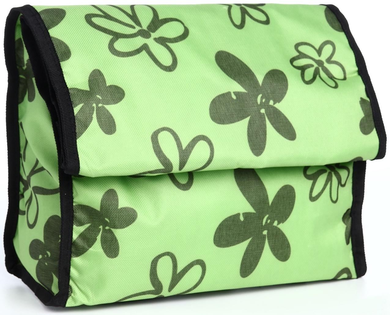 Сумка хозяйственная складная на липучке, 2 колеса, наружный карман, цвет зелёный