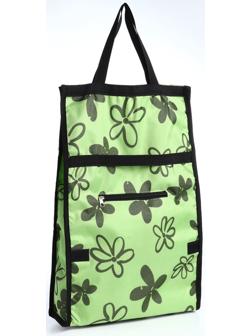 Сумка хозяйственная складная на липучке, 2 колеса, наружный карман, цвет зелёный