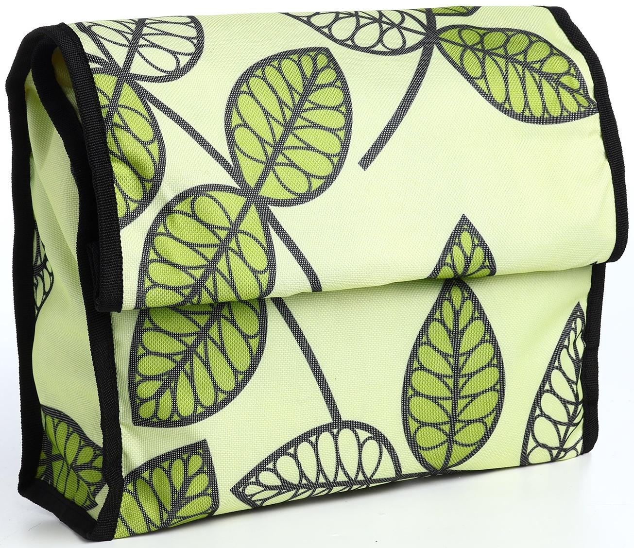 Сумка хозяйственная складная на липучке, 2 колеса, наружный карман, цвет зелёный