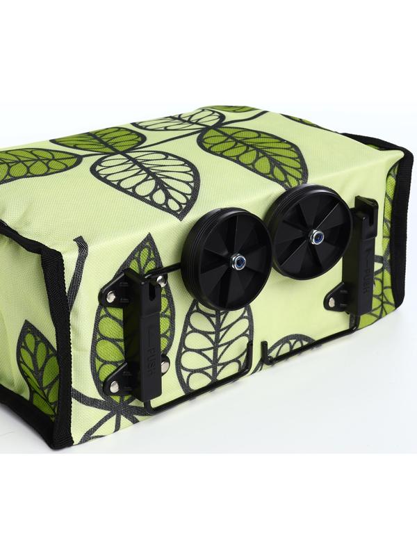 Сумка хозяйственная складная на липучке, 2 колеса, наружный карман, цвет зелёный