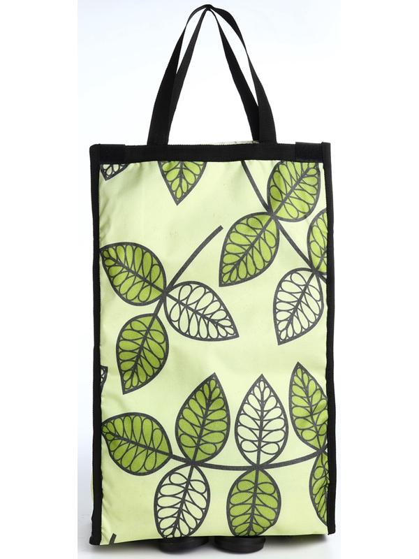 Сумка хозяйственная складная на липучке, 2 колеса, наружный карман, цвет зелёный