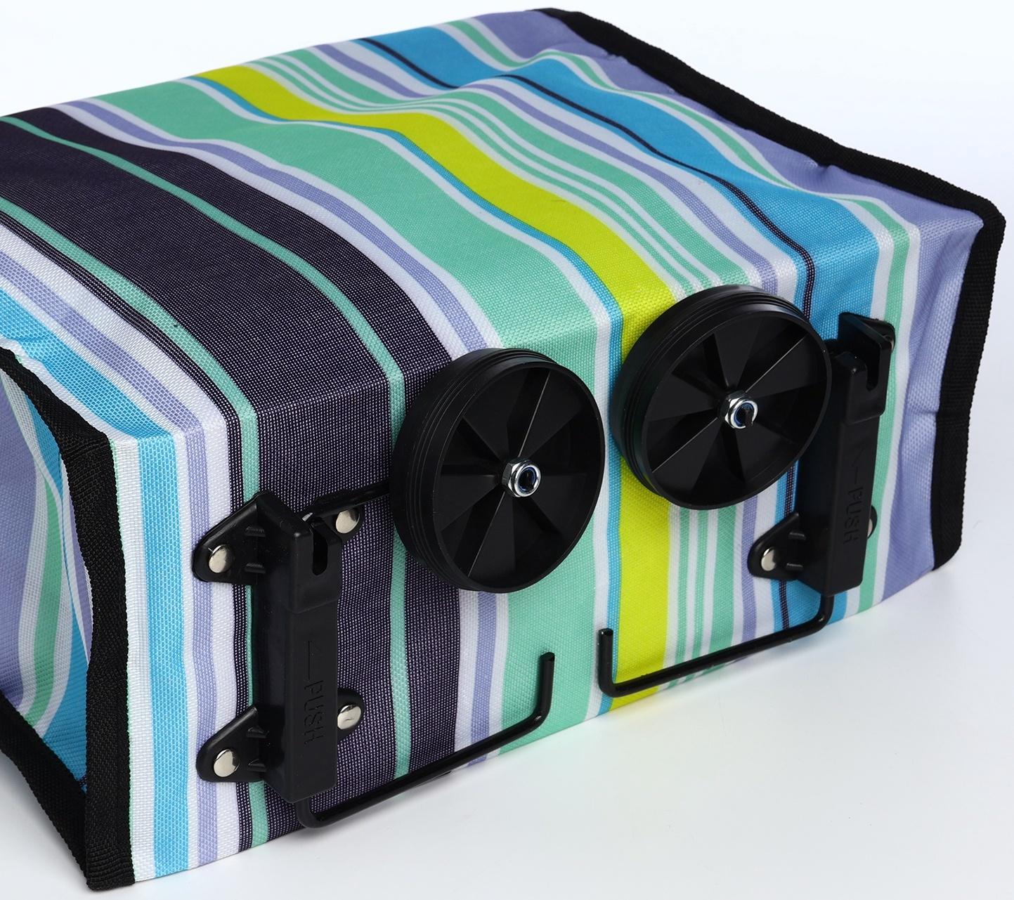 Сумка хозяйственная складная на липучке, 2 колеса, наружный карман, цвет разноцветный