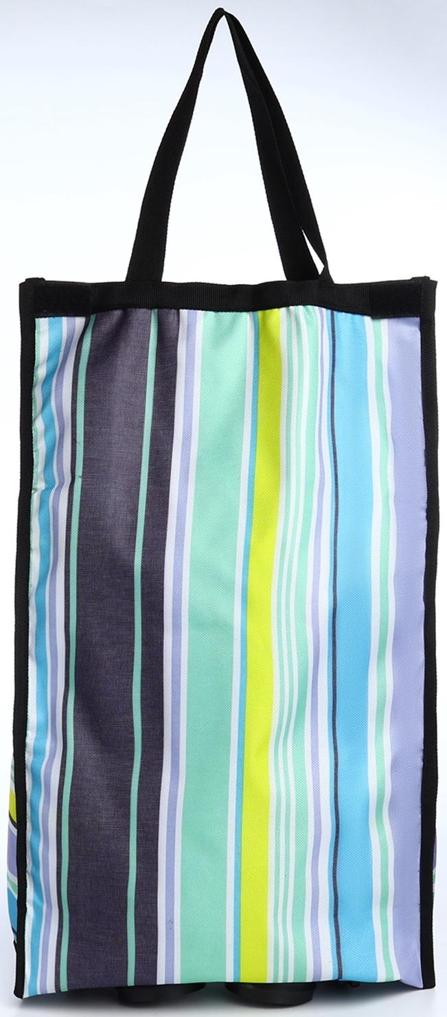 Сумка хозяйственная складная на липучке, 2 колеса, наружный карман, цвет разноцветный