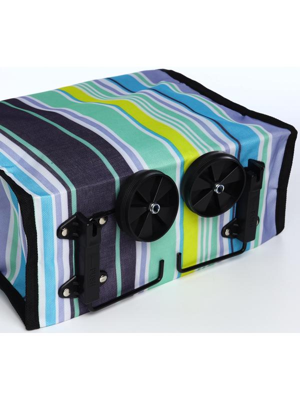 Сумка хозяйственная складная на липучке, 2 колеса, наружный карман, цвет разноцветный