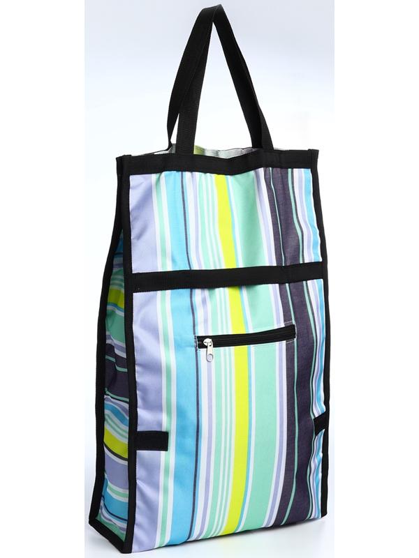 Сумка хозяйственная складная на липучке, 2 колеса, наружный карман, цвет разноцветный