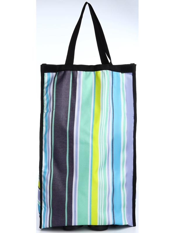 Сумка хозяйственная складная на липучке, 2 колеса, наружный карман, цвет разноцветный