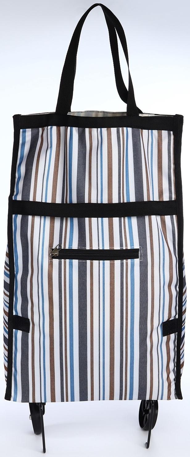 Сумка хозяйственная складная на липучке, 2 колеса, цвет разноцветный