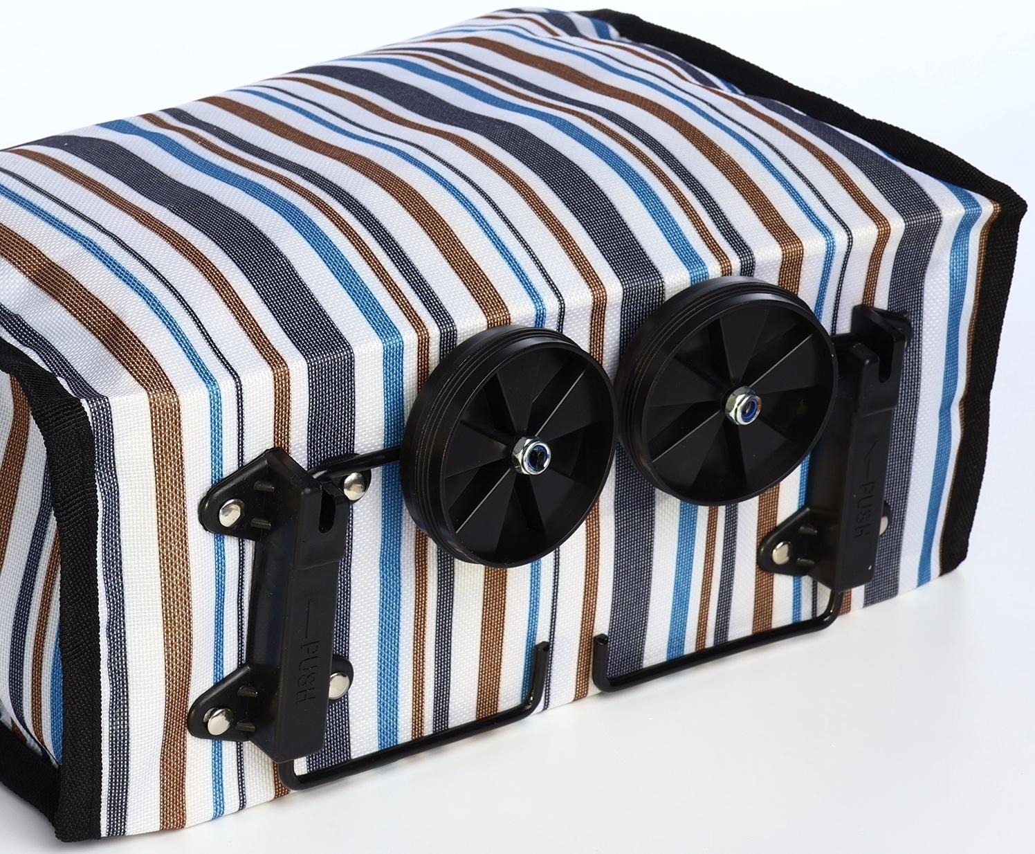 Сумка хозяйственная складная на липучке, 2 колеса, цвет разноцветный