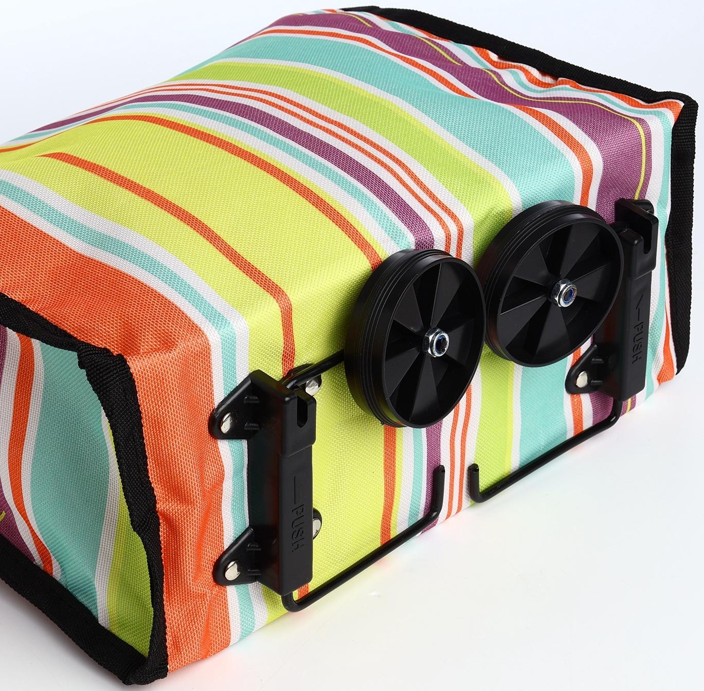 Сумка хозяйственная складная на липучке, 2 колеса, наружный карман, цвет разноцветный