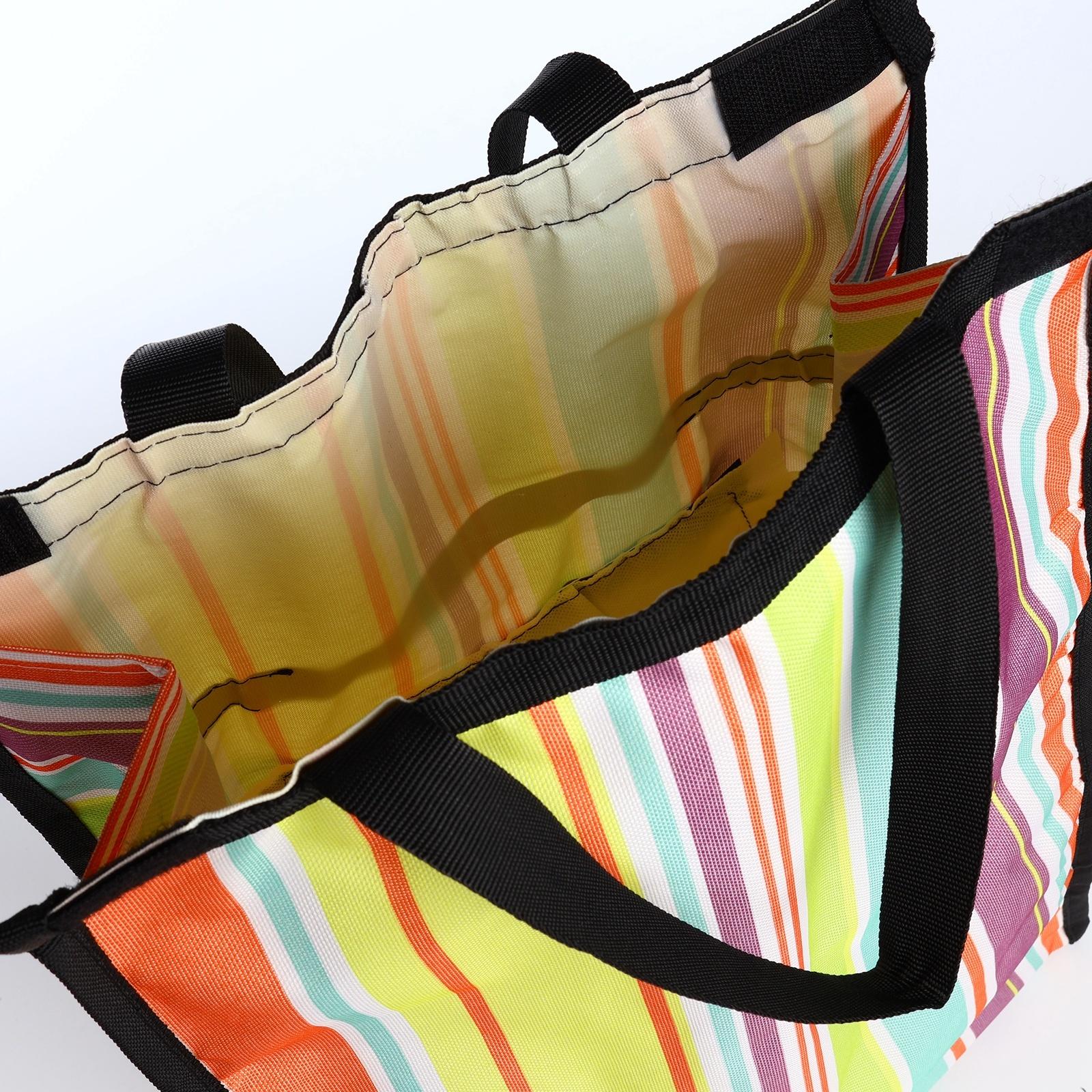 Сумка хозяйственная складная на липучке, 2 колеса, наружный карман, цвет разноцветный