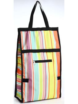 Сумка хозяйственная складная на липучке, 2 колеса, наружный карман, цвет разноцветный