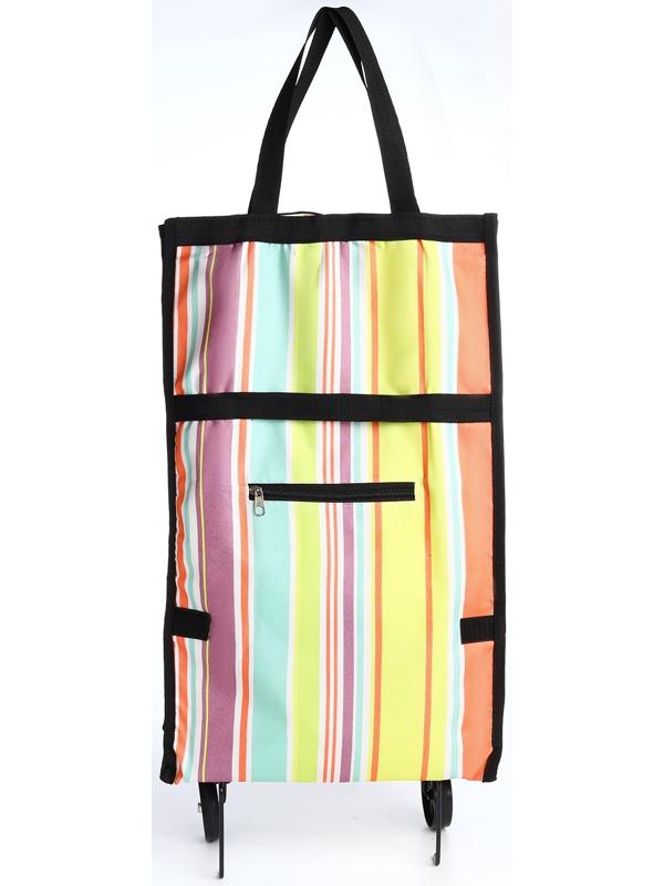 Сумка хозяйственная складная на липучке, 2 колеса, наружный карман, цвет разноцветный