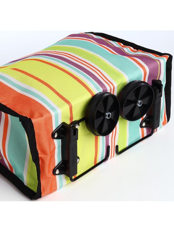 Сумка хозяйственная складная на липучке, 2 колеса, наружный карман, цвет разноцветный