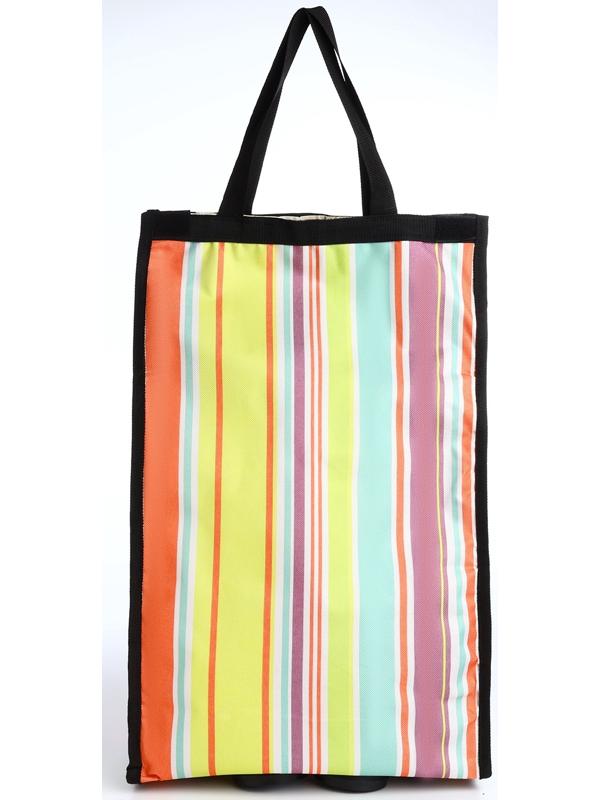 Сумка хозяйственная складная на липучке, 2 колеса, наружный карман, цвет разноцветный