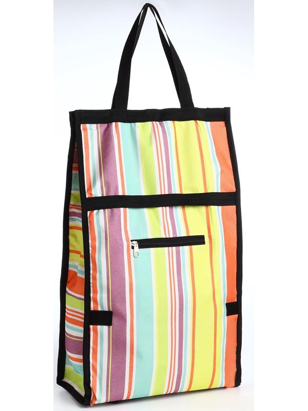 Сумка хозяйственная складная на липучке, 2 колеса, наружный карман, цвет разноцветный