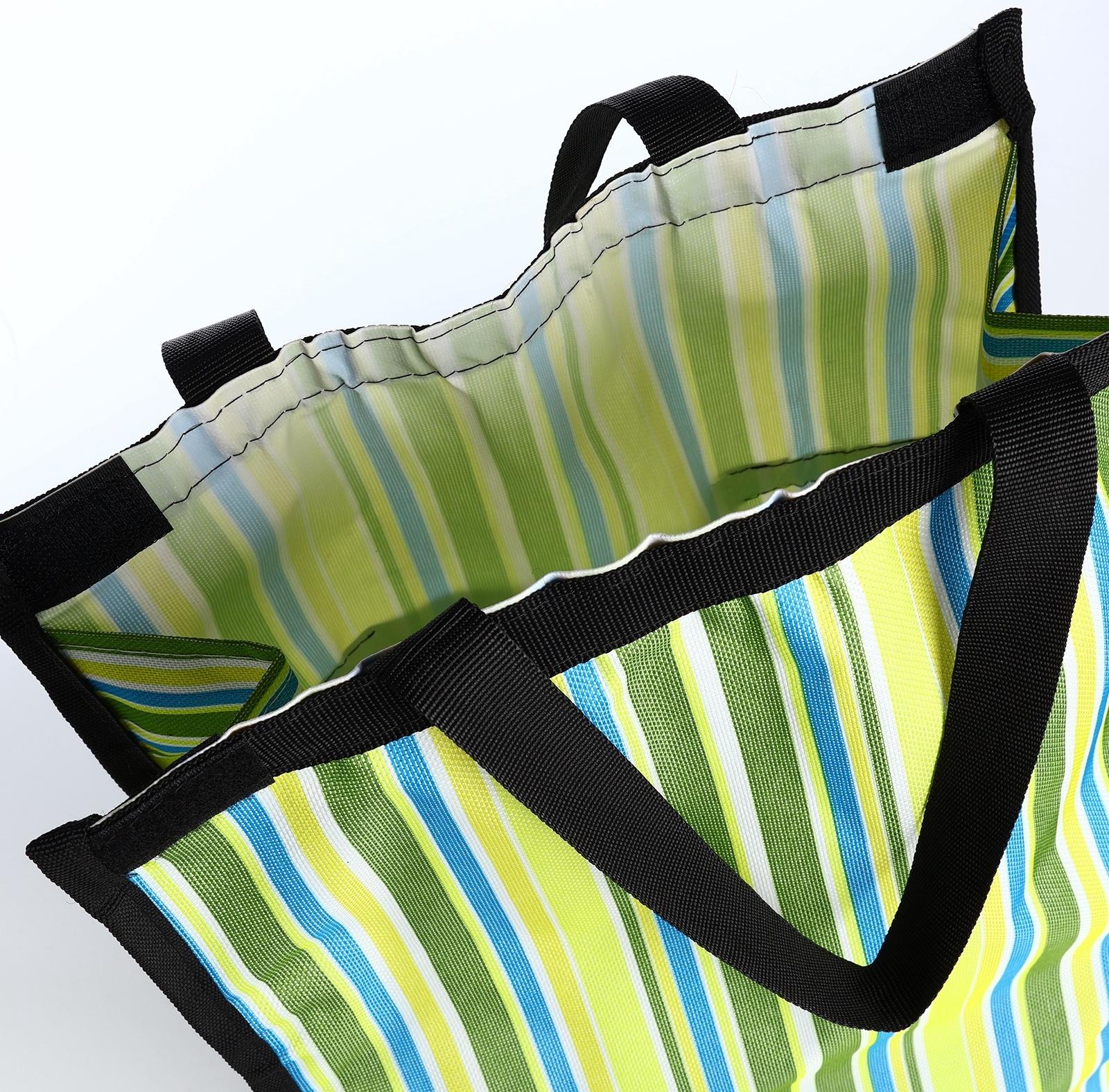 Сумка хозяйственная складная на липучке, 2 колеса, наружный карман, цвет зелёный