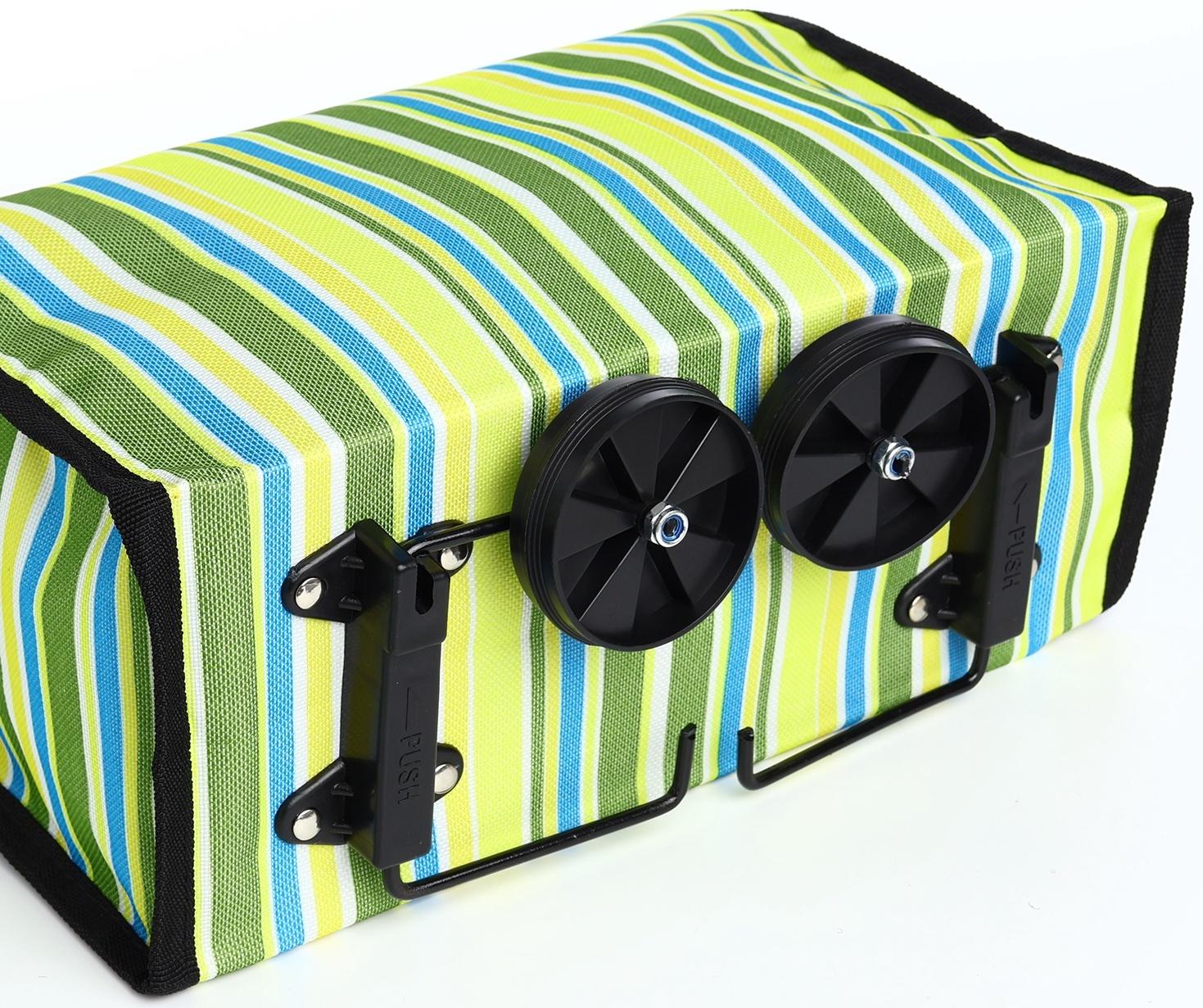 Сумка хозяйственная складная на липучке, 2 колеса, наружный карман, цвет зелёный