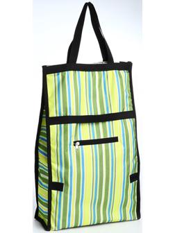 Сумка хозяйственная складная на липучке, 2 колеса, наружный карман, цвет зелёный