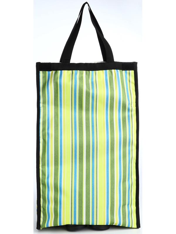 Сумка хозяйственная складная на липучке, 2 колеса, наружный карман, цвет зелёный