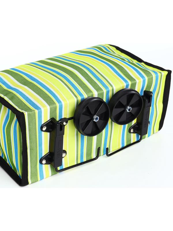 Сумка хозяйственная складная на липучке, 2 колеса, наружный карман, цвет зелёный