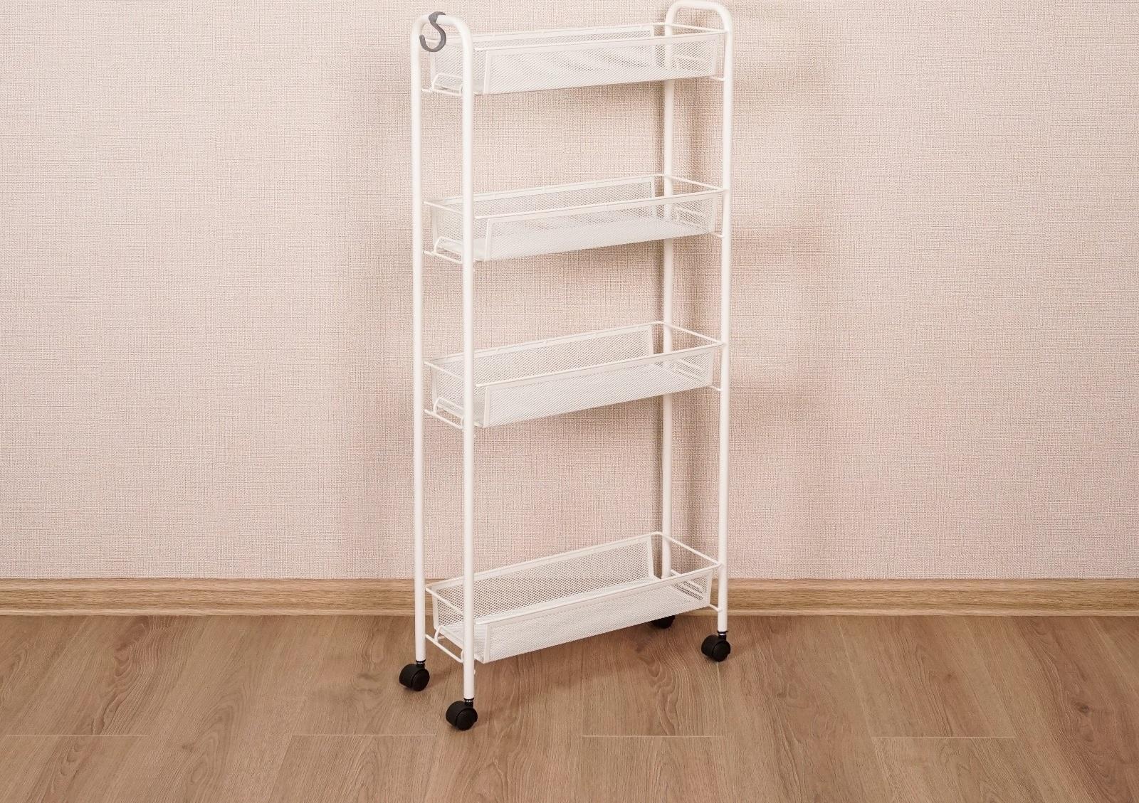 Этажерка на колёсиках «Ладья», 4х ярусная , 44×17×98,5 см, белая