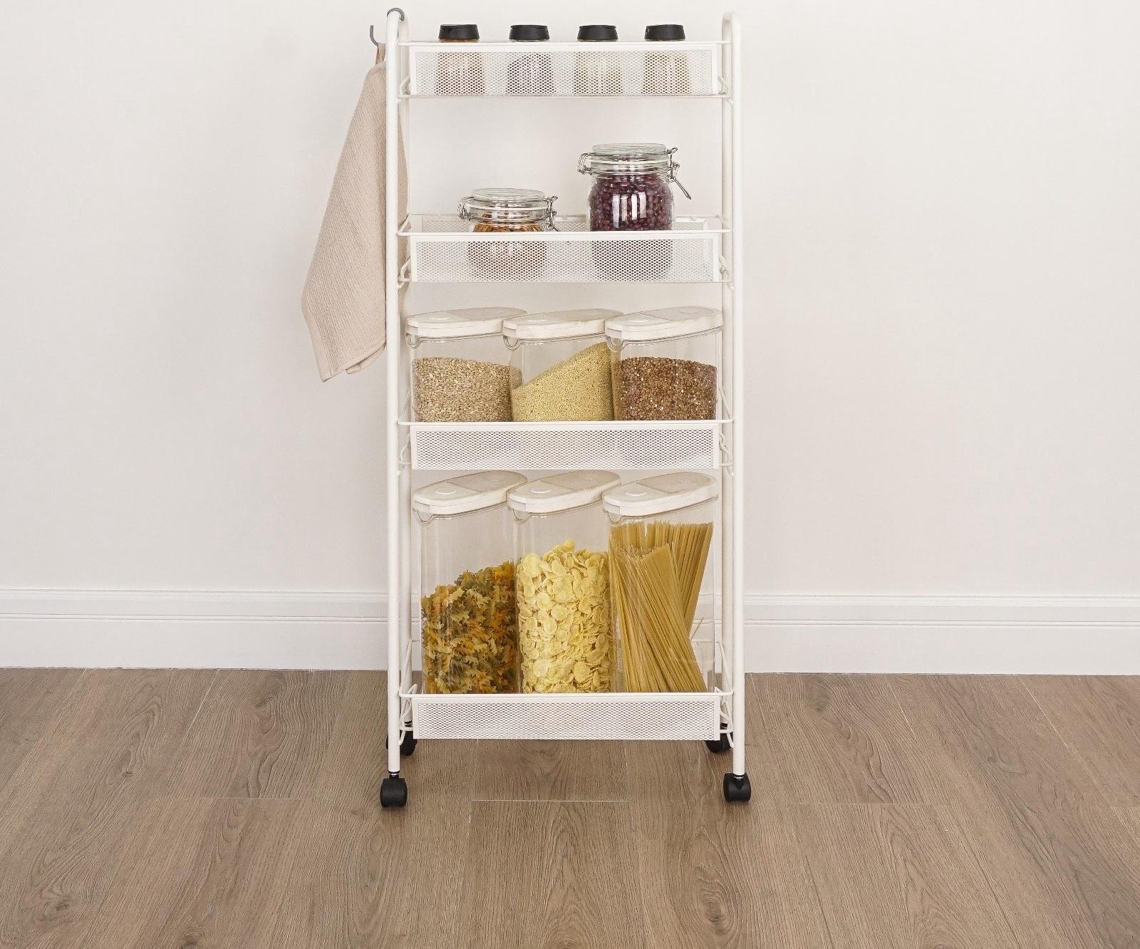 Этажерка на колёсиках «Ладья», 4х ярусная , 44×17×98,5 см, белая