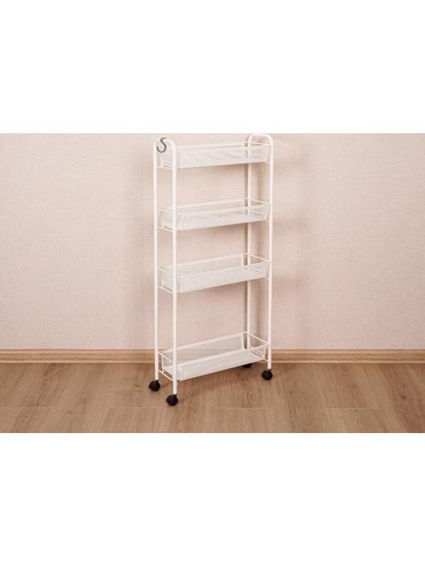 Этажерка на колёсиках «Ладья», 4х ярусная , 44×17×98,5 см, белая