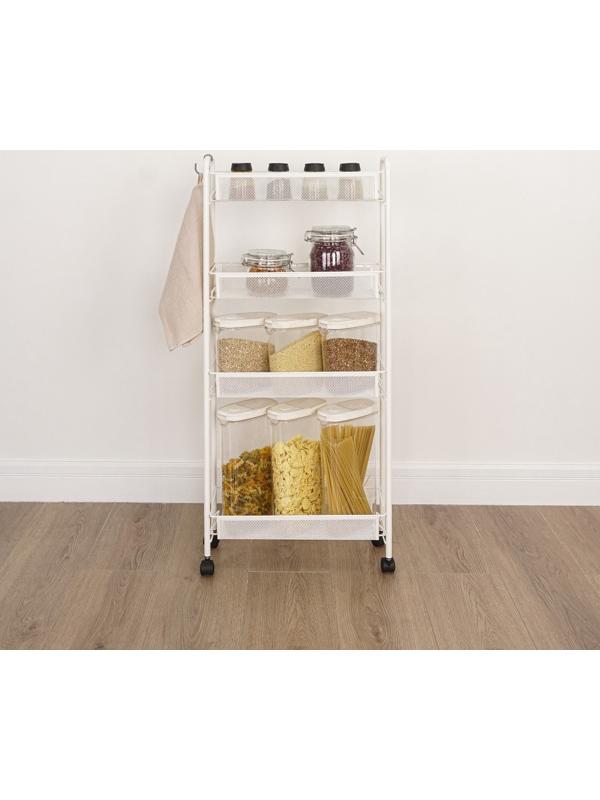 Этажерка на колёсиках «Ладья», 4х ярусная , 44×17×98,5 см, белая