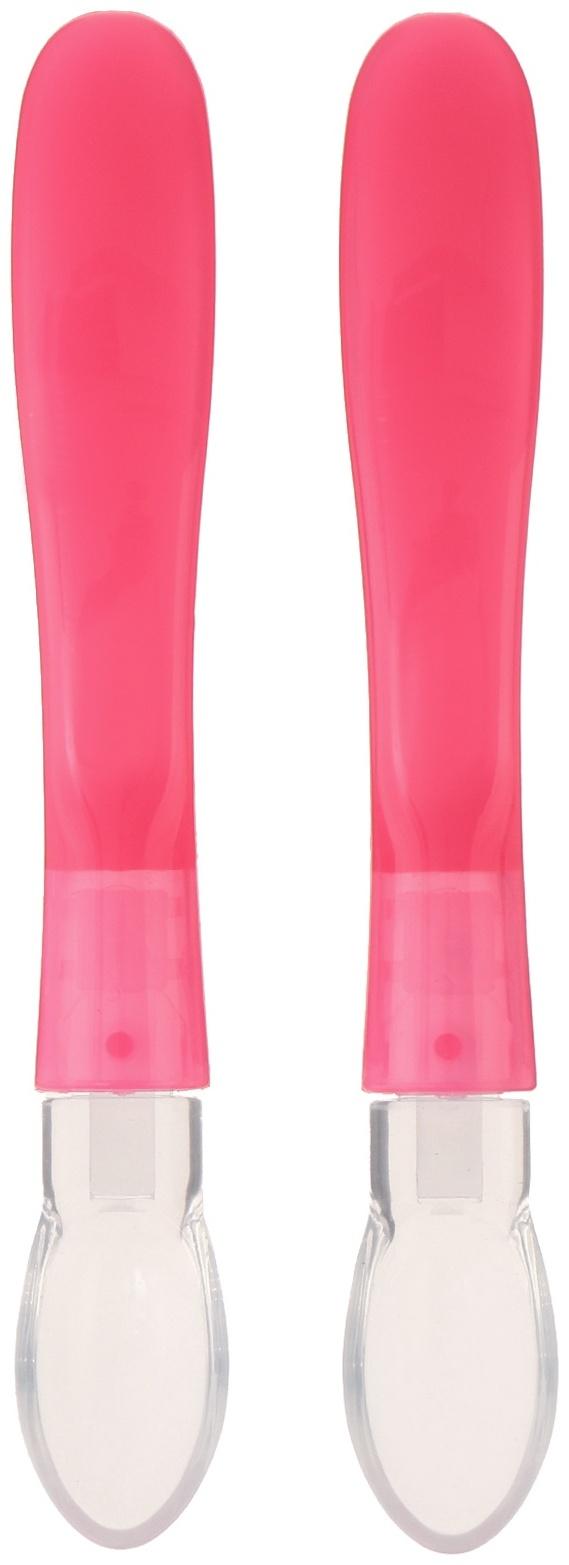 Набор детских силиконовых ложек, цвет розовый