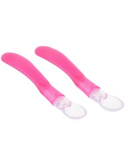 Набор детских силиконовых ложек, цвет розовый