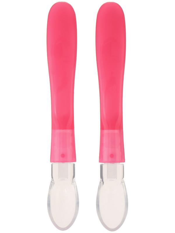 Набор детских силиконовых ложек, цвет розовый