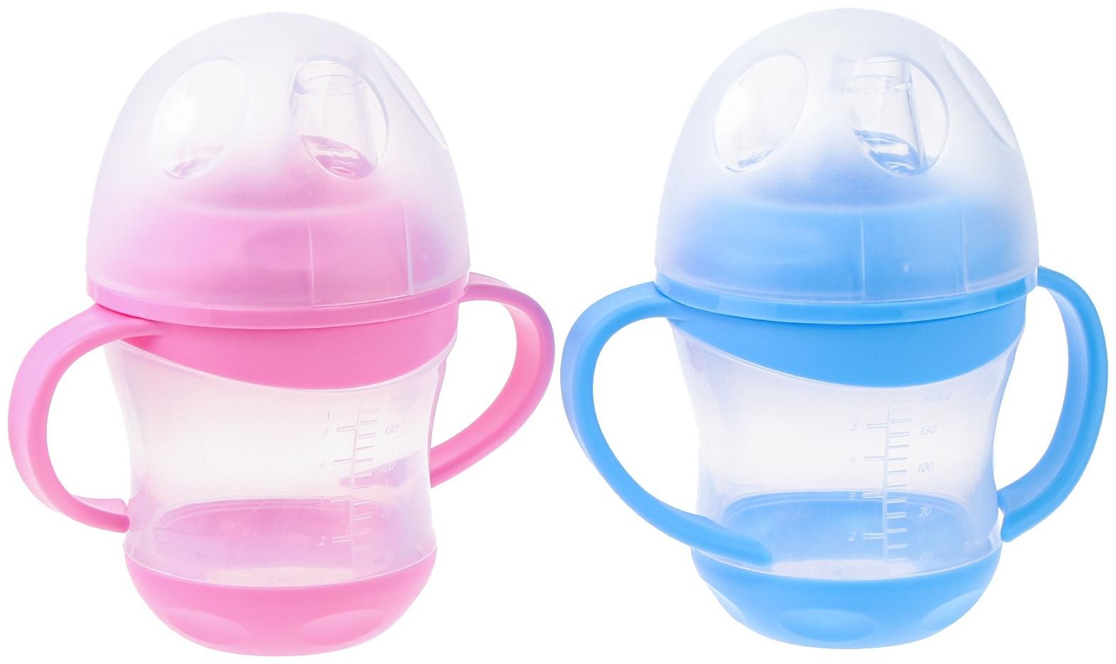 Поильник- непроливайка, антиколиковый, с силиконовым носиком, с ручками, МИКС